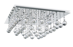 [G24706C] Plafon cromo Lluvia de cristal K9 6xG9 30x30cm cromo Fotoluz
