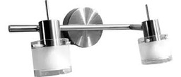 [c960/2-22] aplique 2 luces linea vistra con tulipa de vidrio gu-10 candil